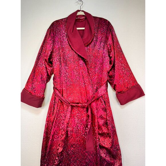 Victoria's Secret Womens Leopard Print Robe XS/S Satin Red Collar & Belt - Picture 3 of 15